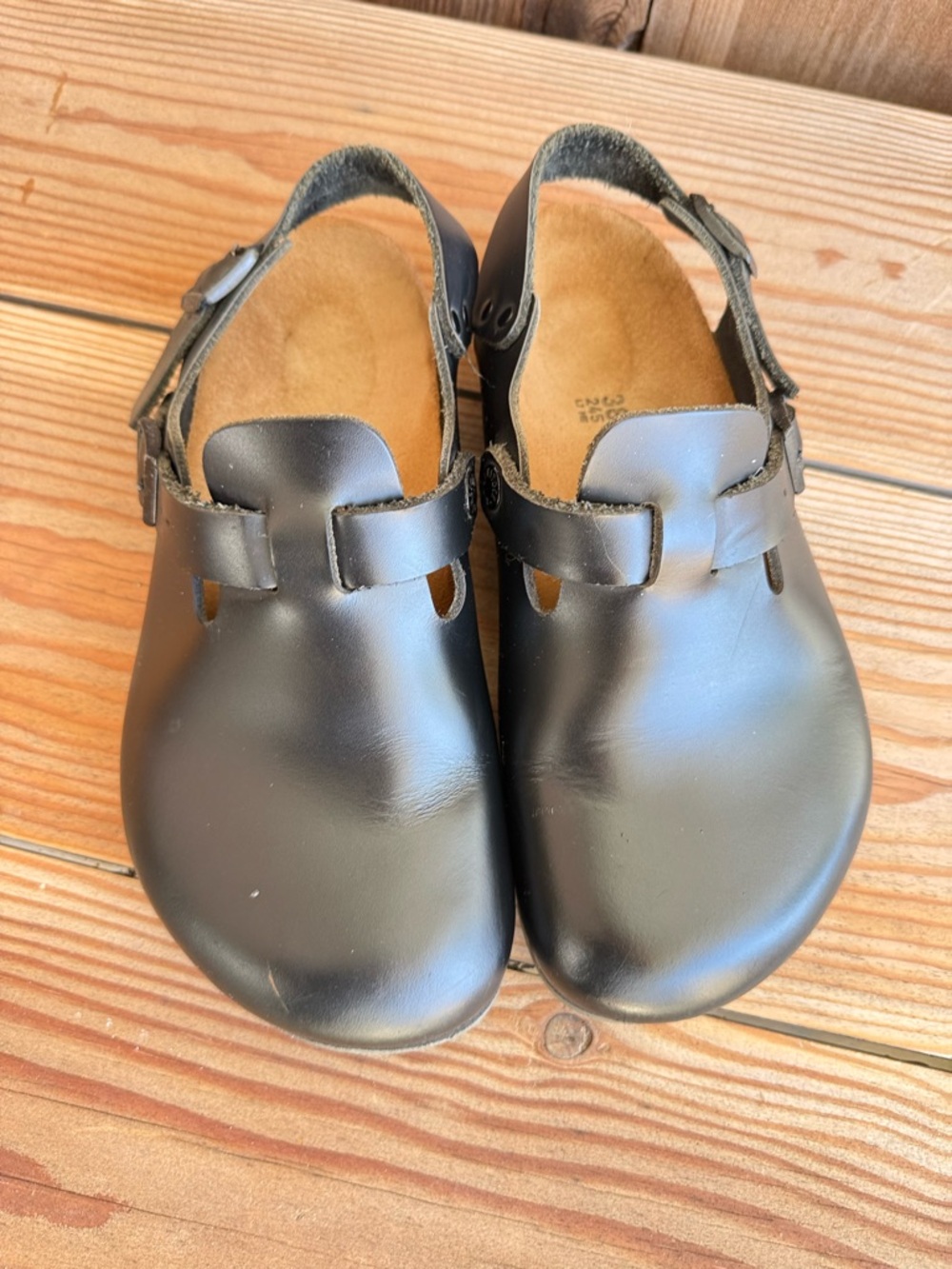 Birkenstock Tokyo Black Leather Clog Mules with Adjustable Strap
